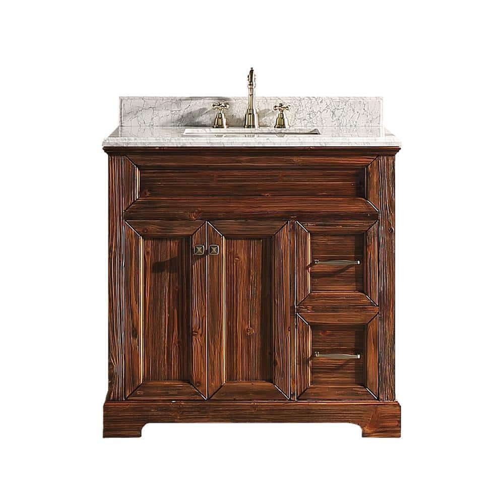 Tatahance 36 in. W x 22 in. D x 36 in. H Bath Vanity in Brown with ...
