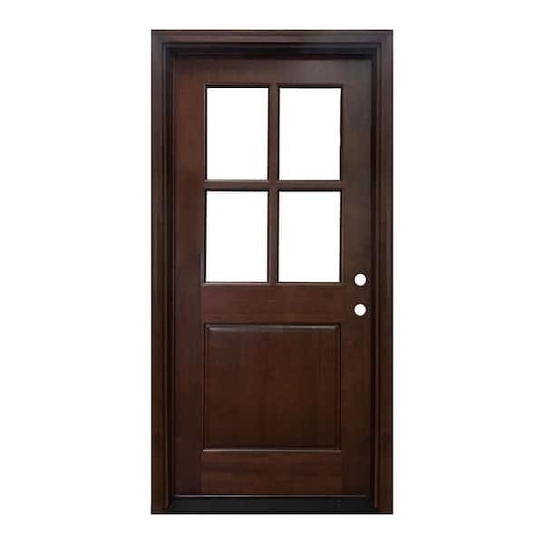 Steves & Sons 36 in. x 80 in. Farmhouse Ashville Left-Hand Inswing Mahogany Stained Wood Prehung Front Door