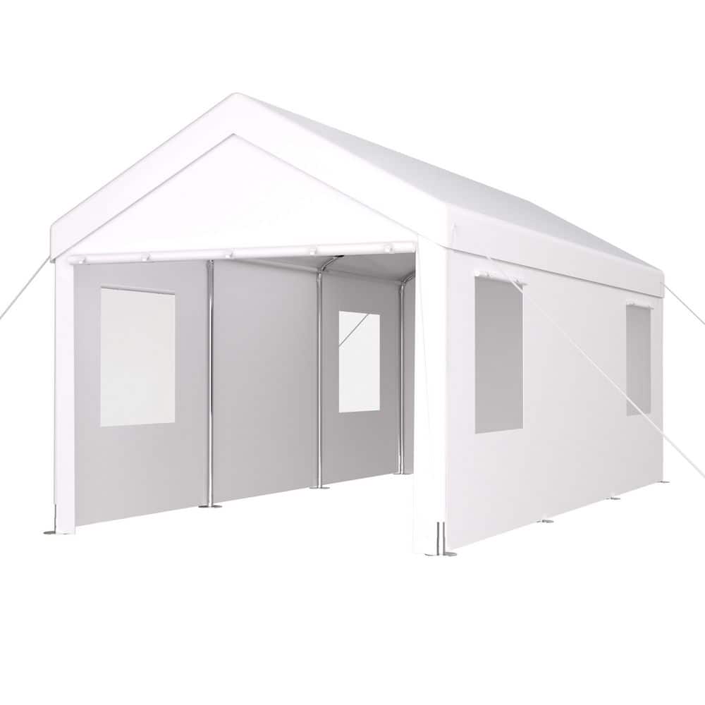 10 ft. W x 20 ft. D White Roof Heavy Duty Carport with Roll-Up Doors and Windows price history on PriceWatchPro
