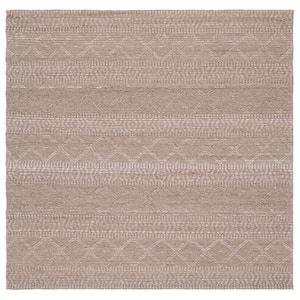 Marbella Natural/Beige 6 ft. x 6 ft. Bohemian Striped Square Area Rug
