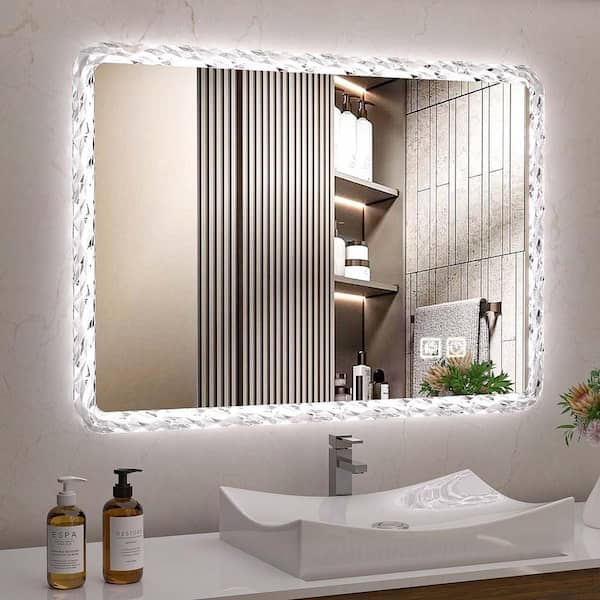 Unbranded 38.58 in. W x 25.2 in. H Bathroom Mirror with LED Lights, Wall Mount Makeup Mirror, Smart Mirror