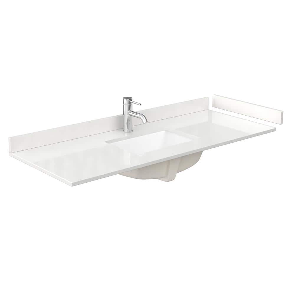 54 in. W x 22 in. D Quartz White Rectangular Single Sink Bathroom Vanity Top in White price history on PriceWatchPro