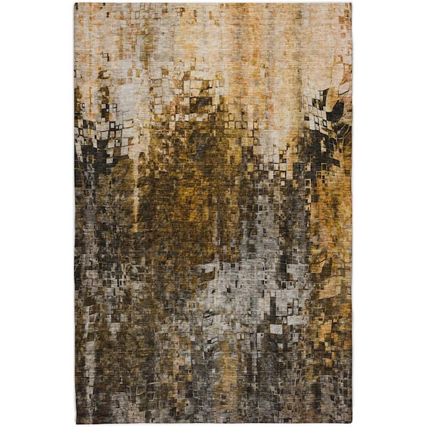 Dream Shag Premium Machine Washable Abstract ADS581 Brown 8 ft. x 10 ft. Area Rug