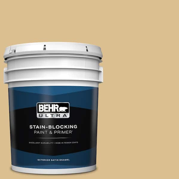 BEHR ULTRA 5 gal. #340F-4 Expedition Khaki Satin Enamel Exterior Paint & Primer