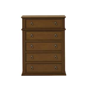 Ursula Walnut 38 in. Traditional 5-Drawer Dresser