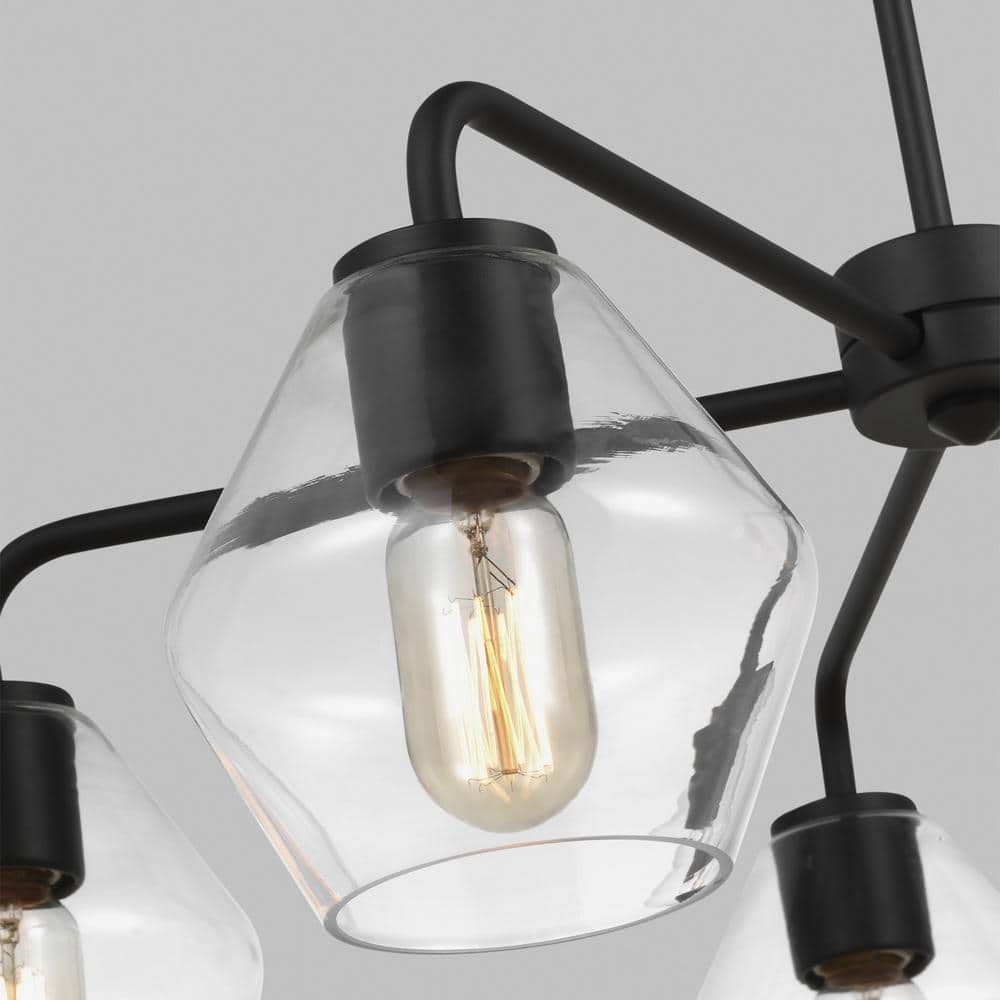 Jett Midnight Black 5-Light Adjustable Steel Outdoor Chandelier