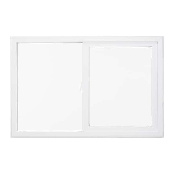 JELD-WEN 47.5 in. x 35.5 in. Premium Atlantic White Vinyl Left-Handed Sliding Window with Fiberglass Mesh Screen