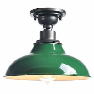 13.4 in. 1-Light Green Flush Mount with No Glass Shade and No Bulbs Included 1-Pack