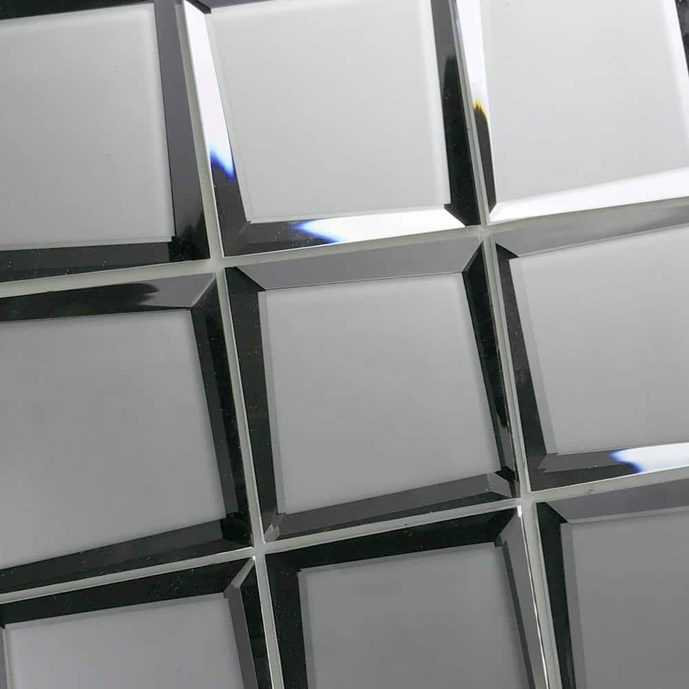 Silver Frosted Matte Beveled Glass Mosaic Tile