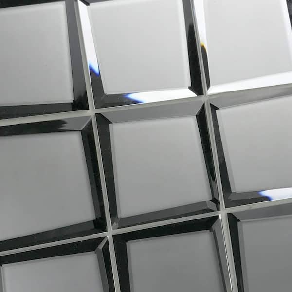 Reflections 2 in. x 4 in. Diamond Grade Glass Mirror Beveled Brick Mosaic Decorative Kitchen & Bathroom Wall Tile Abolos