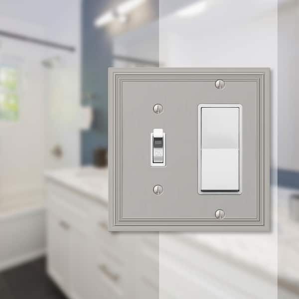 Hallcrest 2 Gang 1-Toggle and 1-Rocker Metal Wall Plate - Satin Nickel