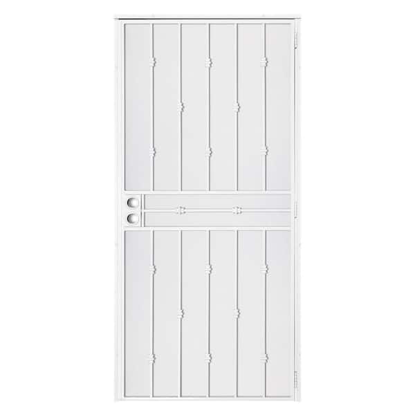 Unique Home Designs 32 in. x 80 in. Cabo Bella White Surface Mount Outswing Steel Security Door with Fine-grid Steel Mesh Screen