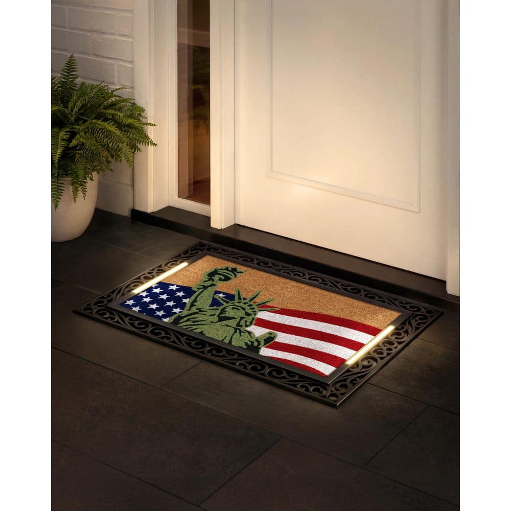 BriteStep Wildflower Welcome 38 in. x 26.5 in. Pressure-Activated, Wireless, Auto Shut-Off, Indoor/Outdoor LED Door Mat price history on PriceWatchPro