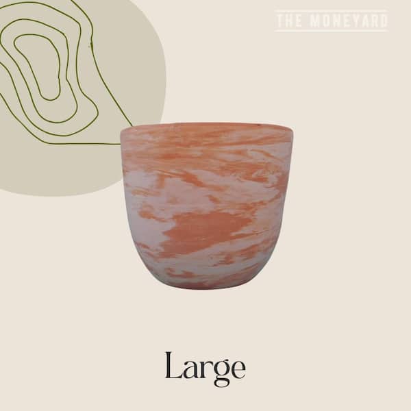 THE MONEYARD INC Terra Tape Large White Terracotta Handcrafted Planter with Drainage Hole