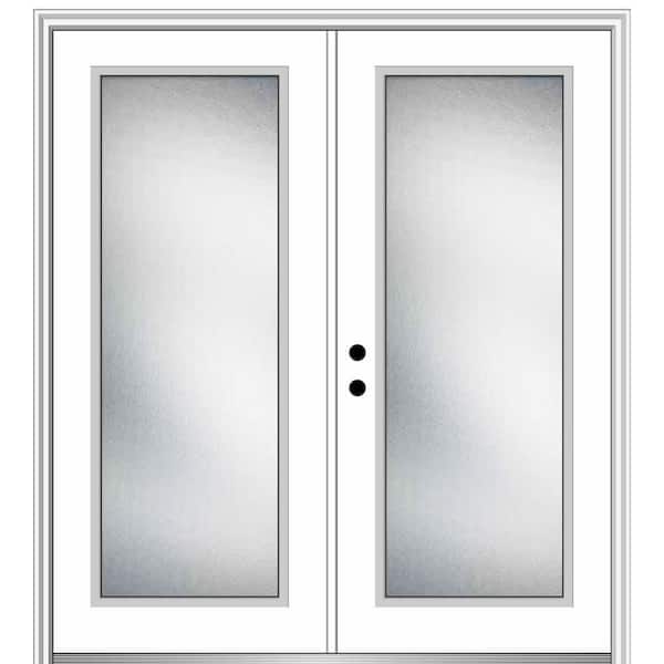 MMI DOOR 64 in. x 80 in. Micro Granite Right-Hand Inswing Full Lite Decorative Primed Steel Prehung Front Door 4-9/16 in. Frame