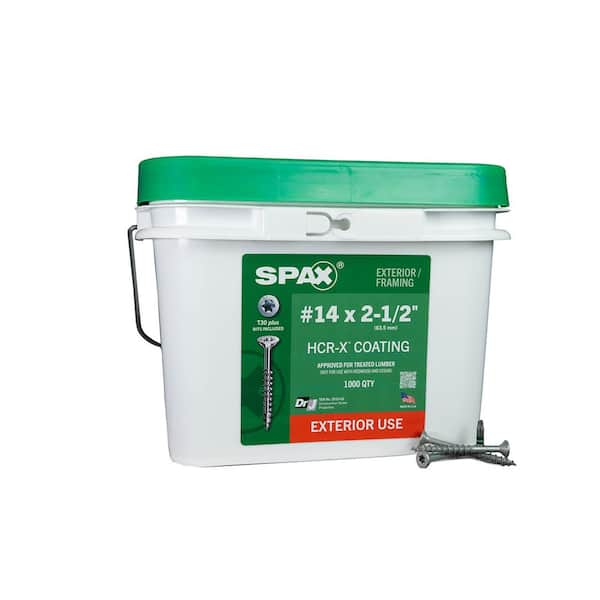 #14 x 2-1/2 in. Exterior Construction Torx T-Star Plus Flat Head Deck Wood Screws (1000-Piece) Bulk Pail Bit Included