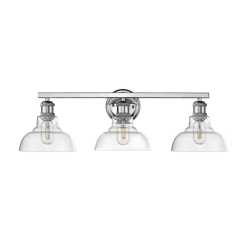 Carver 3-Light Silver Vanity Light with Clear Glass Shades