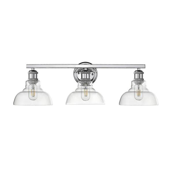 Golden Lighting - Carver 3-Light Chrome with Clear Glass Shades Bath Vanity Light