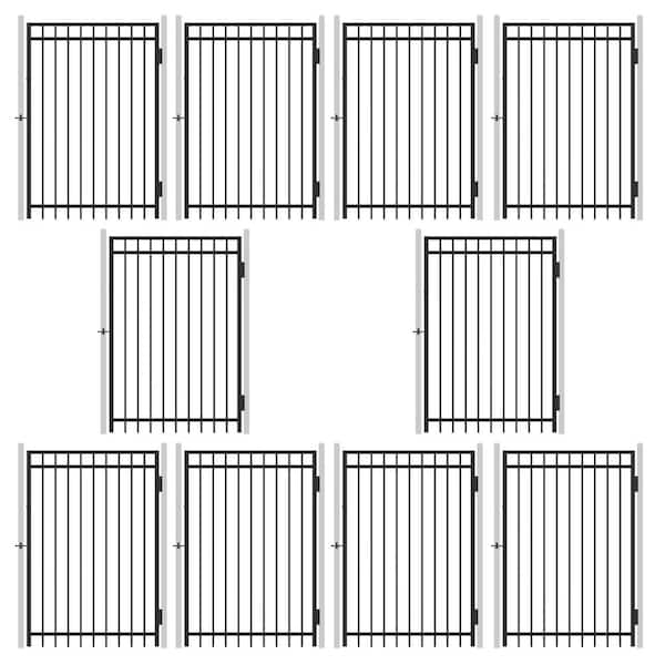 Fencer Wire 4 ft. x 6 ft. Flat Top Anti-Rust Metal Fence Gate, Decorative Garden Gate (Pack of 10)