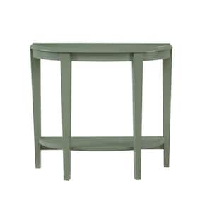 Yara 36 in. Sage Green Half-Moon Particle Board Console Table with Bottom Shelf