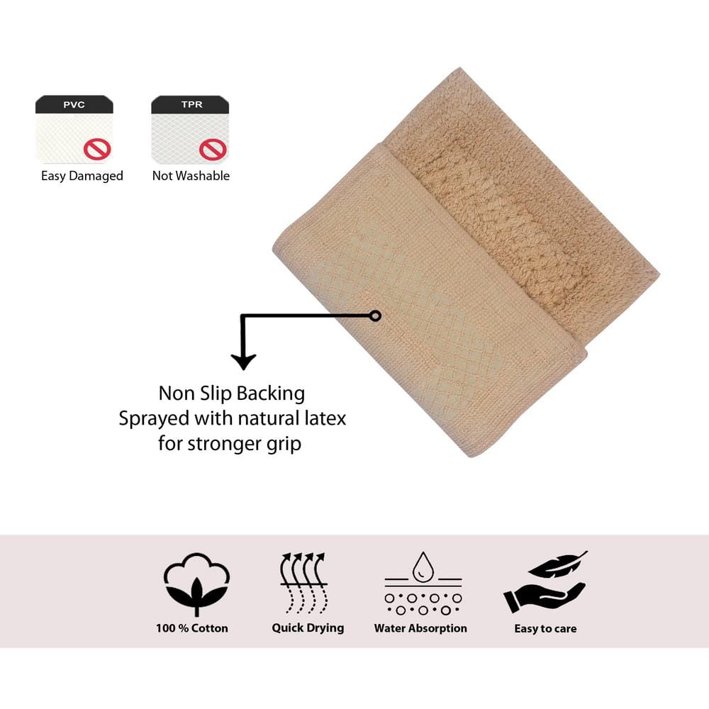 Beige Cotton Tufted 2-Piece Bath Rug Set