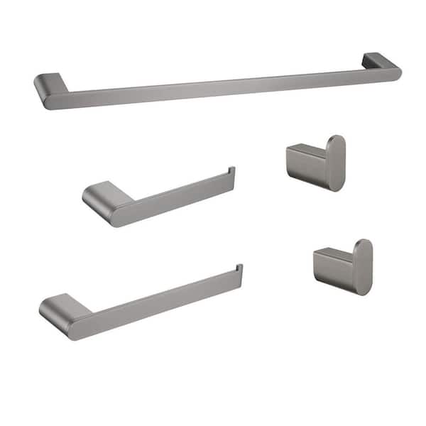 Satico 5-Piece Stainless Steel Bathroom Hardware Set with Mounting Hardware in Gunmetal