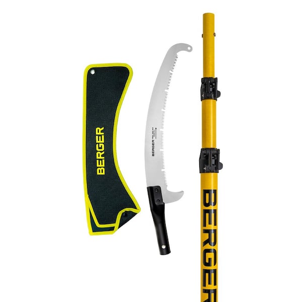 Berger Professional Grade Arboricide Telescopic Pole Saw Fiberglass, 6.6 ft., 16.3 ft. Extendable Length 15.77 in. Saw Blade