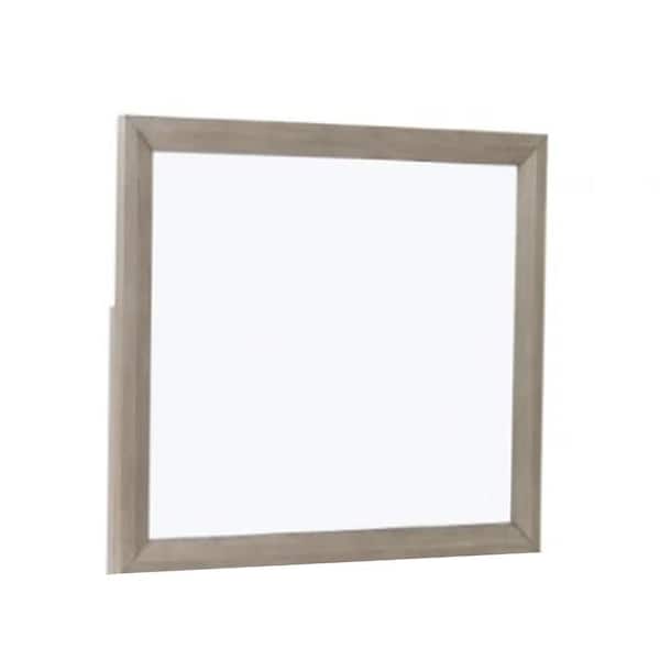 Kaira Natural Oak Brown 42 in. W x 36 in. H Rectangle Wood Framed Mirror
