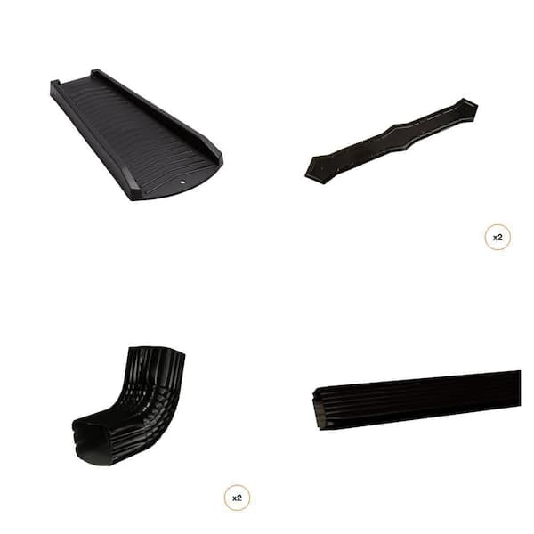 24 in. Vinyl Splash Block, (2) Downspout Bands, (2) A-Elbows, 10 ft. Downspout