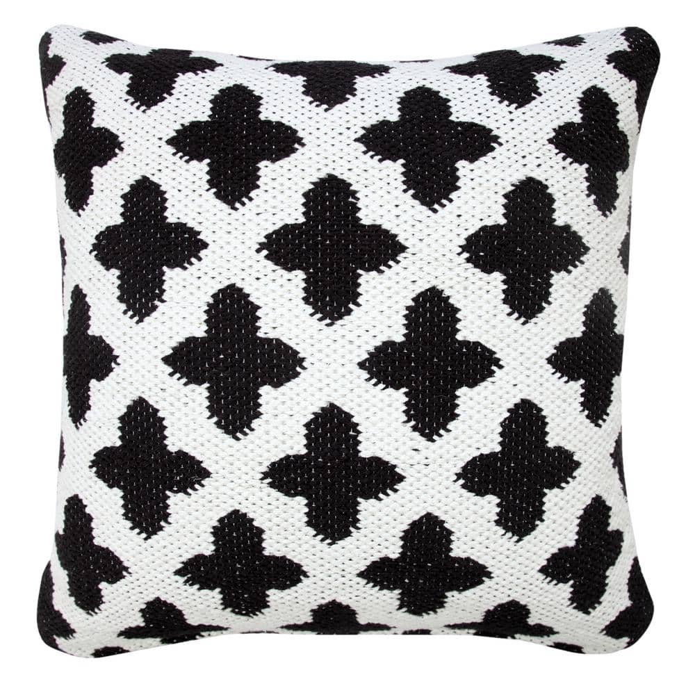 Modern Black / White 20 in. x 20 in. Swiss Sun Woven Geometric Indoor Throw