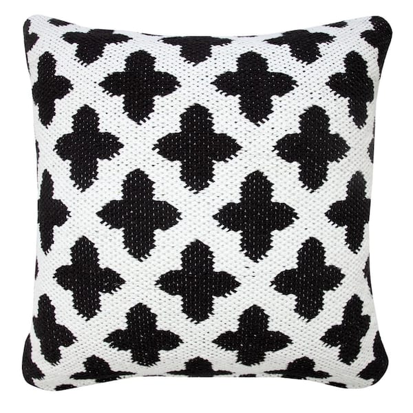 Unbranded Modern Black / White 20 in. x 20 in. Swiss Sun Woven Geometric Indoor Throw Pillow