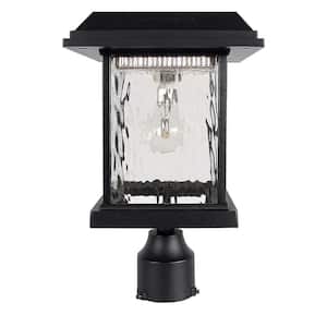 Aspen Single Black Waterproof LED Outdoor Post Light with 3 in. Fitter and Warm White Solar LED Light Bulb Included