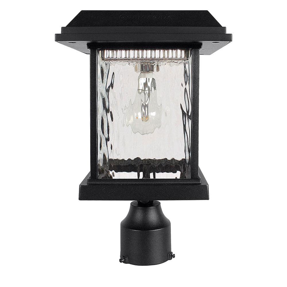 GAMA SONIC Aspen Outdoor Black Post Light with in. Fitter and Warm White GS  Solar LED Light Bulb GS-8F The Home Depot