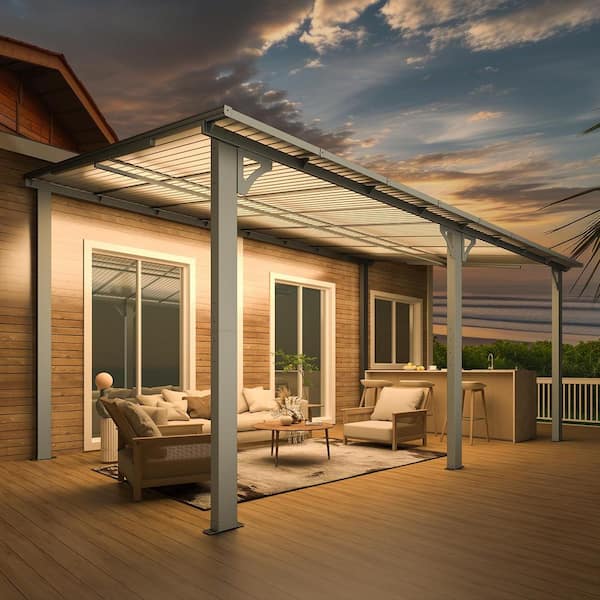 AECOJOY 16 ft. x 10 ft. Dark Gray Aluminum Patio Cover 16411BK