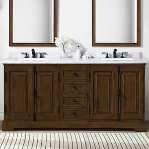 Clinton 72 in. W x 22 in. D x 34 in. H Double Sink Bath Vanity in Antique Coffee with Carrara Marble Top