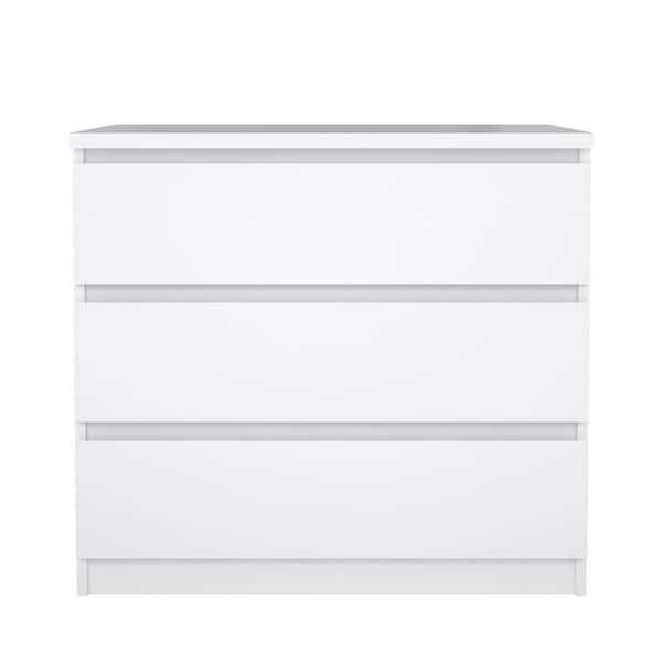 Scottsdale White High Gloss 3 Drawer 30.31 in. Chest of Drawers