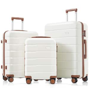 20 in. 24 in. 28 in. 3-Piece Beige Hardside Spinner Luggage Set with TSA-Approved Lock