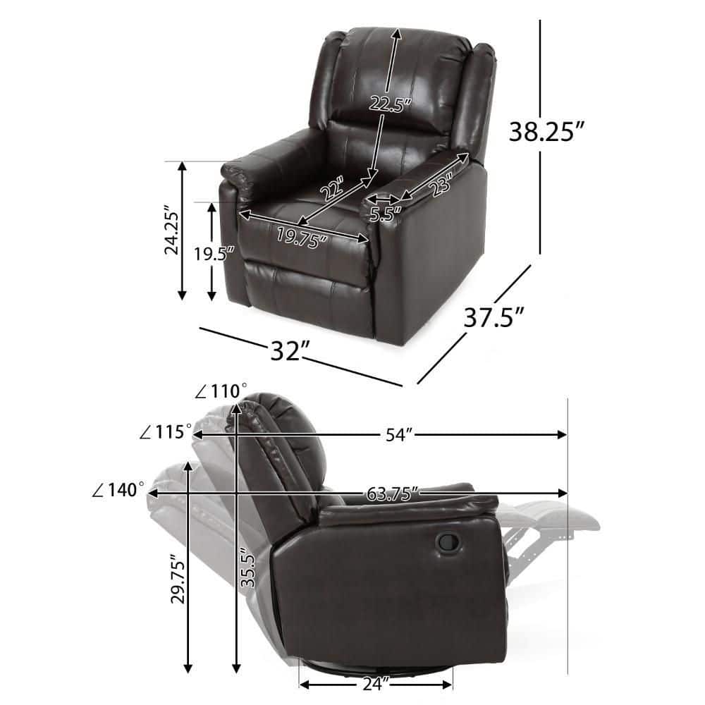Jemma Brown Leather Swivel Recliner Chair