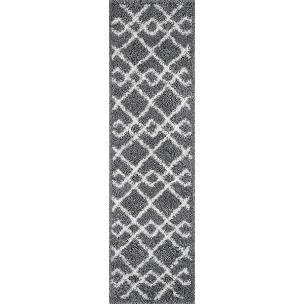 Kas Rugs Pax Dark Grey Trends 2 ft. x 8 ft. Runner Rug