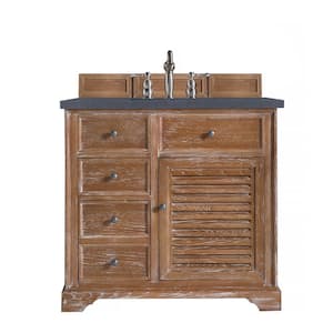 Savannah 36 in. W x 23.5 in.D x 34.3 in.H Single Bath Vanity in Driftwood with Quartz Top in Charcoal Soapstone