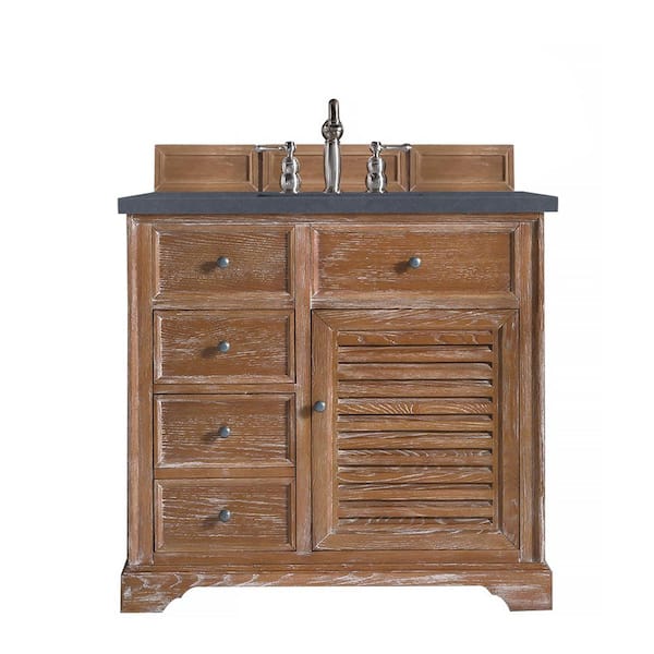 James Martin Vanities Savannah 36 in. W x 23.5 in.D x 34.3 in.H Single Bath Vanity in Driftwood with Quartz Top in Charcoal Soapstone