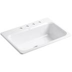 KOHLER Cape Dory Drop-In Cast Iron 33 in. 4-Hole Single Bowl Kitchen ...