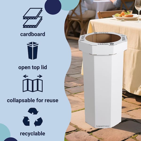 happimess Fleur 25-gal. Cotton White Corrugated Cardboard