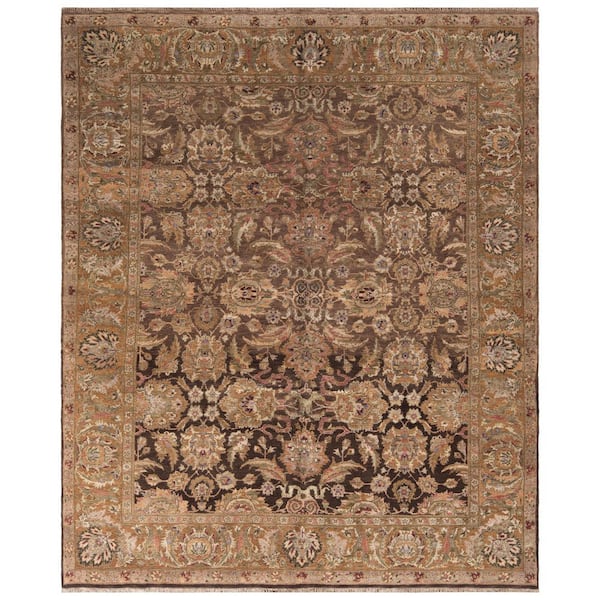 Old World 6 ft. x 9 ft. Dark Brown/Gold Ornate Area Rug