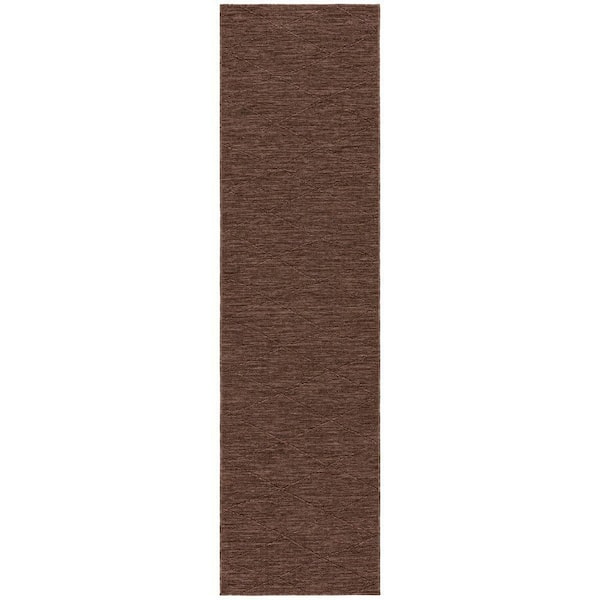 Nourison Practical Solutions Mocha 2 ft. x 8 ft. Diamond Contemporary Runner Area Rug