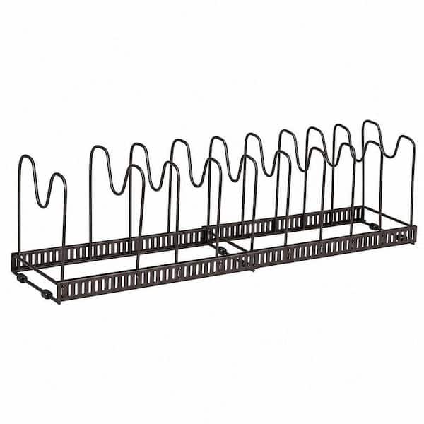 Bronze Expandable Standing Pot Rack Organizer for Cabinet with 10 Adjustable Compartment for Cabinet Cookware and Baking