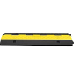 Cable Protector Ramp 5 Packs 2 Channels 40 in. x 3.33 in. 3ft. Rubber Modular Speed Bump Conduit Rated 11000 lbs. Load