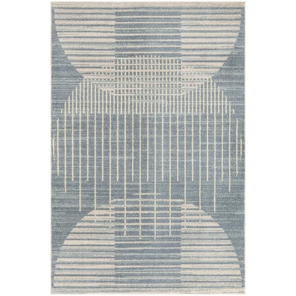 Astra Machine Washable Blue 3 ft. x 5 ft. Graphic Contemporary Area Rug