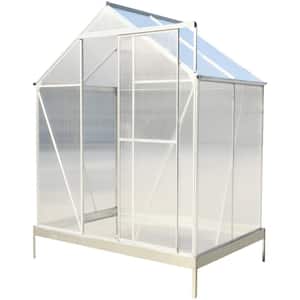 75.2 in. W x 51.2 in. D x 96.8 in. H Polycarbonate Aluminum Walk-in Greenhouse Kit with Gutter, Vent and Door in Silver