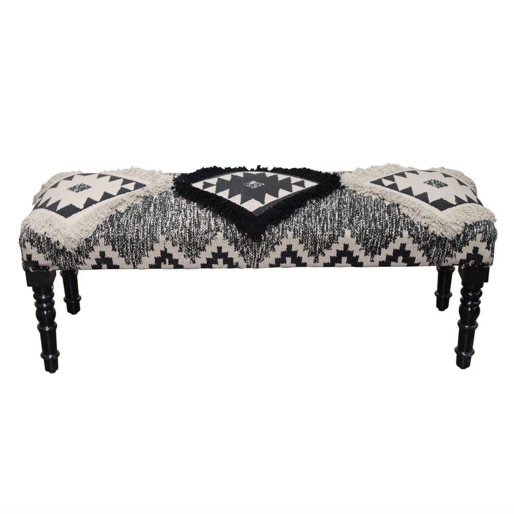 Melody Southwest Black/White Cotton Strong Wooden Bench